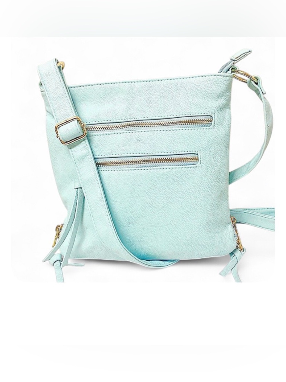 Steve Madden Mint Faux Leather Expandable Crossbody Bag Zippered